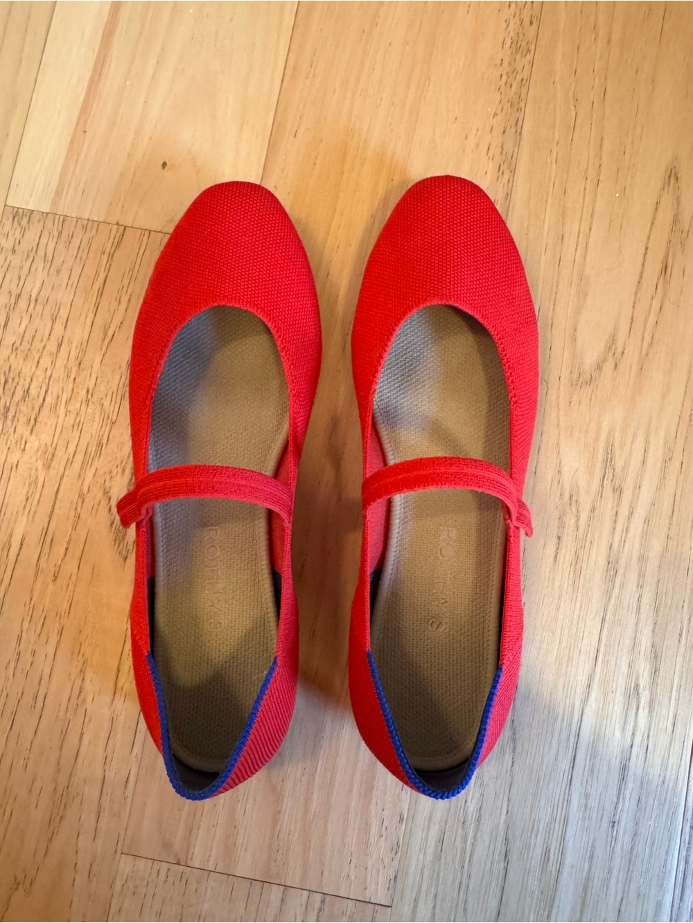 Rothy’s The Square Mary Jane Lollipop Red Flats 9.5